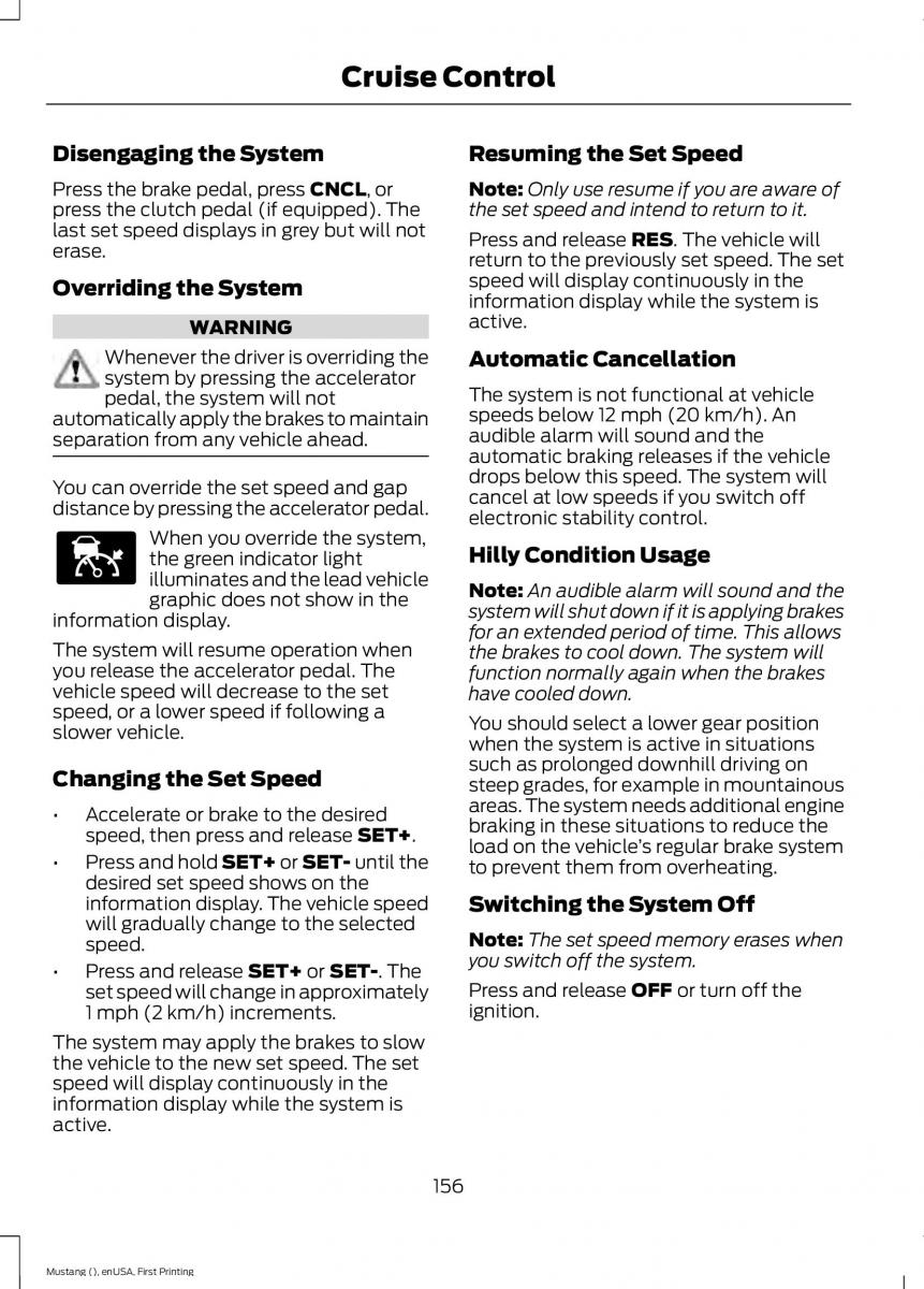 Ford Mustang VI 6 owners manual / page 159