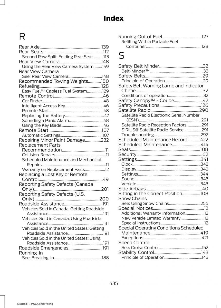 Ford Mustang VI 6 owners manual / page 438