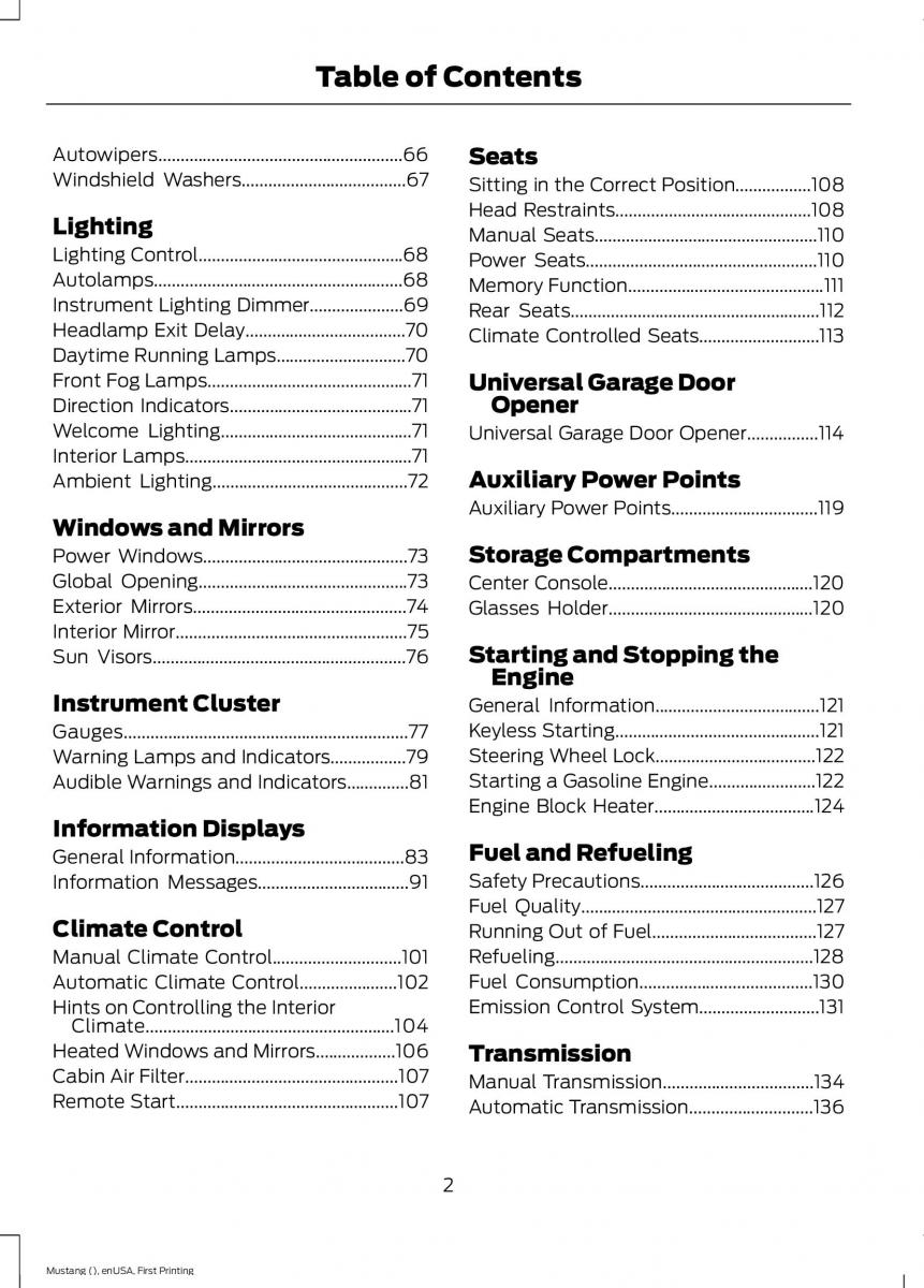 Ford Mustang VI 6 owners manual / page 5