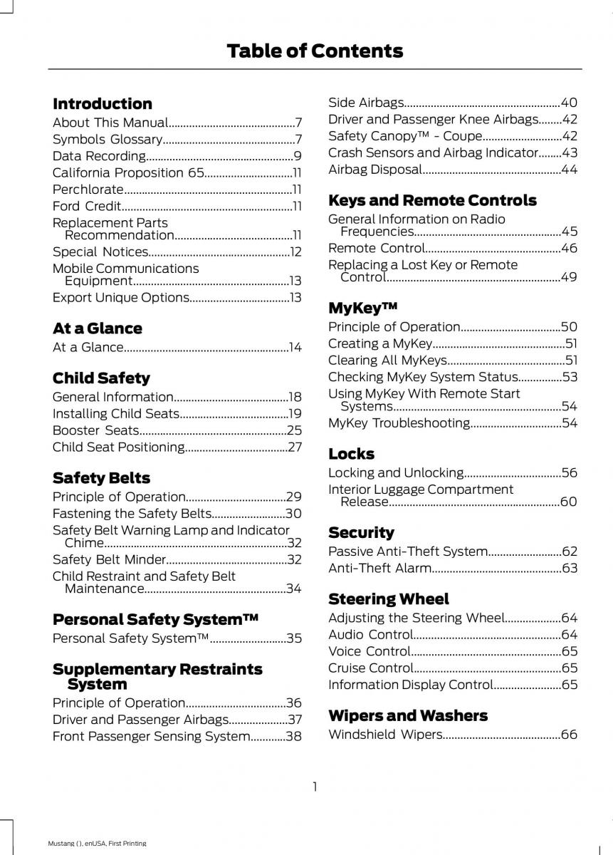 Ford Mustang VI 6 owners manual / page 4