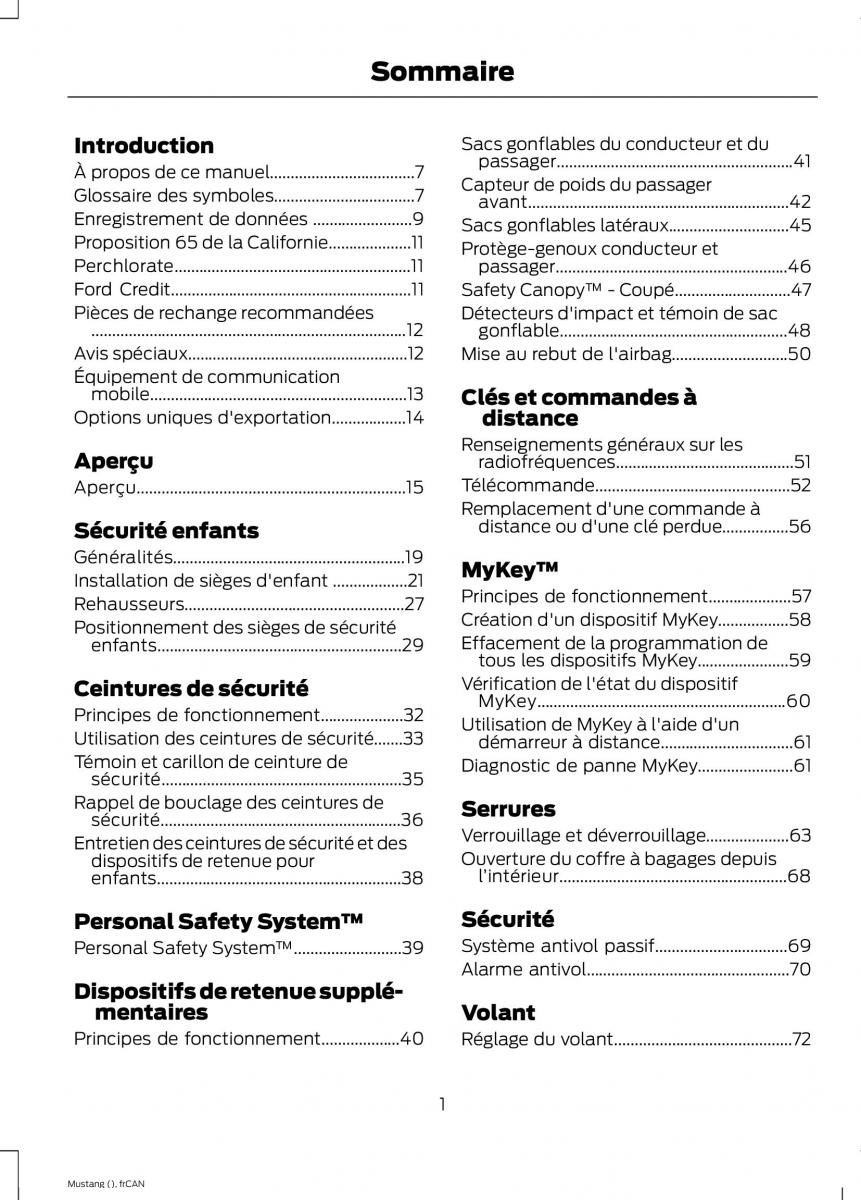 Ford Mustang VI 6 manuel du proprietaire / page 4