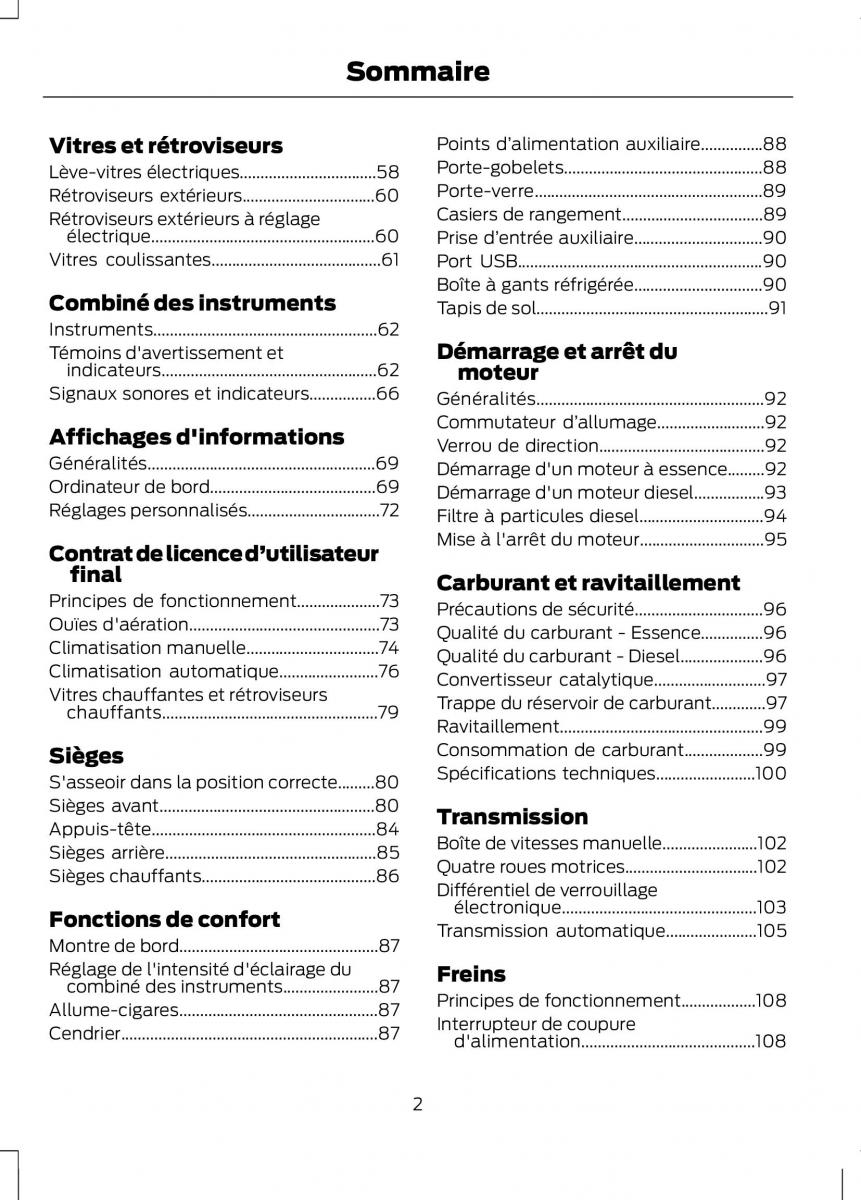 Ford Ranger III 3 manuel du proprietaire / page 4