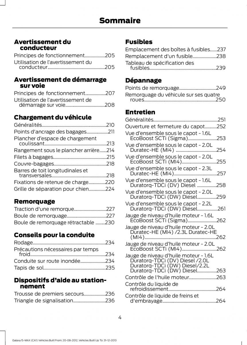 Ford S Max I 1 manuel du proprietaire / page 6