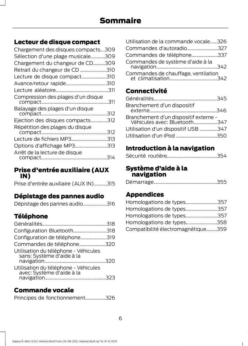Ford S Max I 1 manuel du proprietaire / page 8