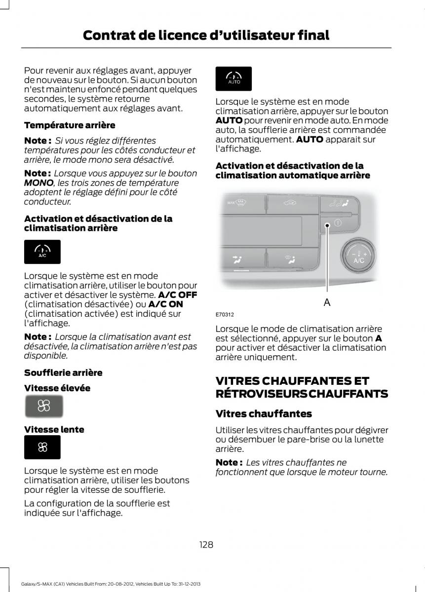 Ford S Max I 1 manuel du proprietaire / page 130
