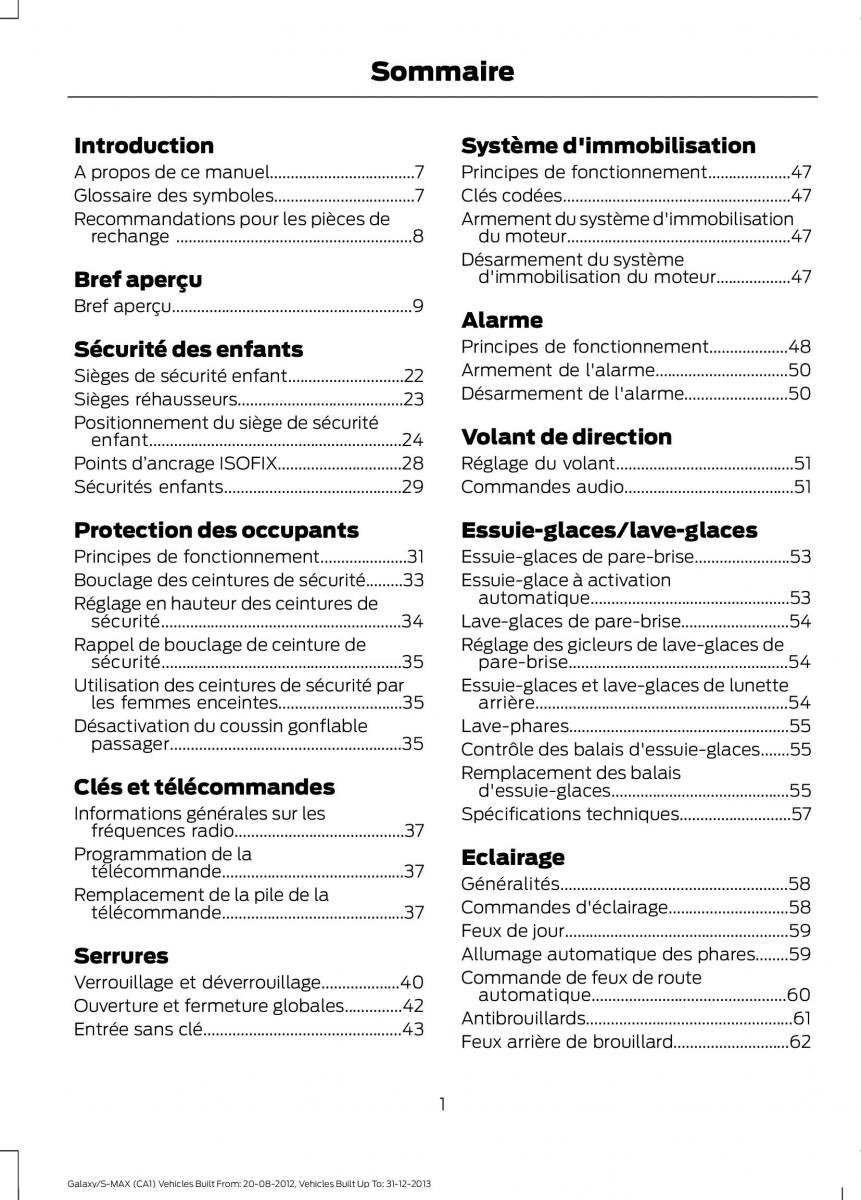 Ford S Max I 1 manuel du proprietaire / page 3