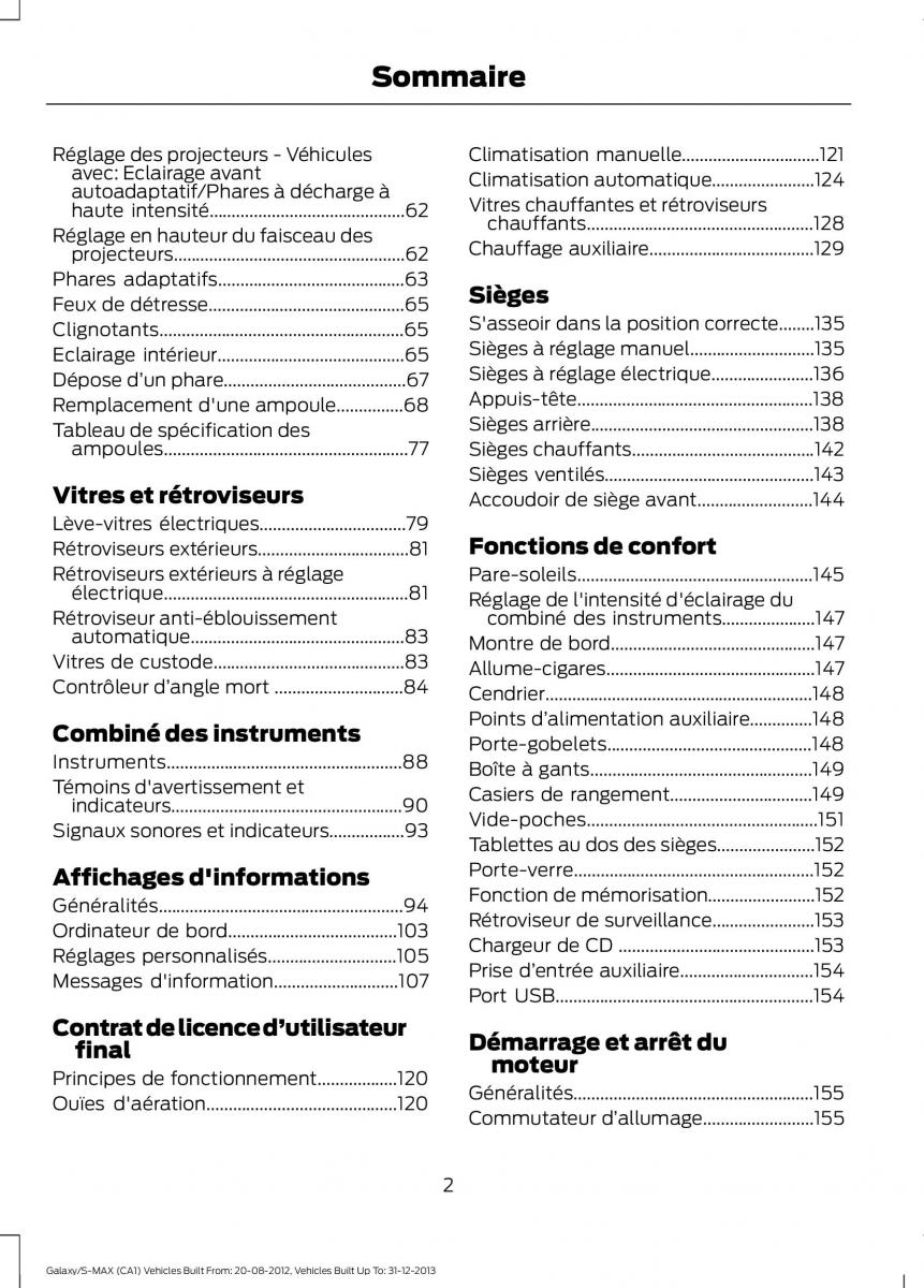 Ford S Max I 1 manuel du proprietaire / page 4