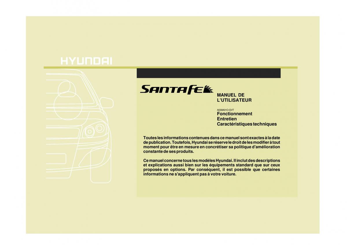 Hyundai Santa Fe II 2 manuel du proprietaire / page 2