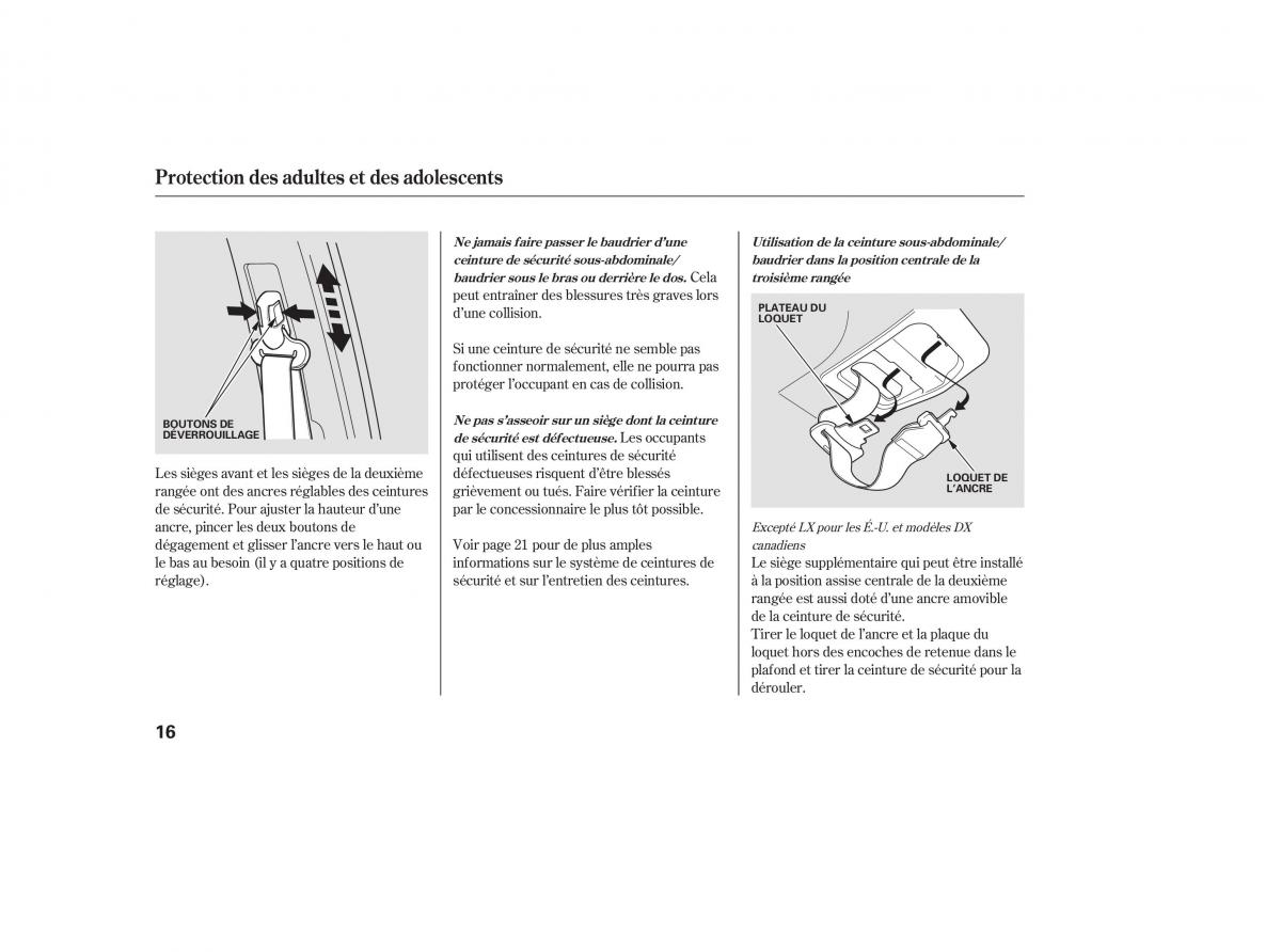 Honda Odyssey III 3 manuel du proprietaire / page 22