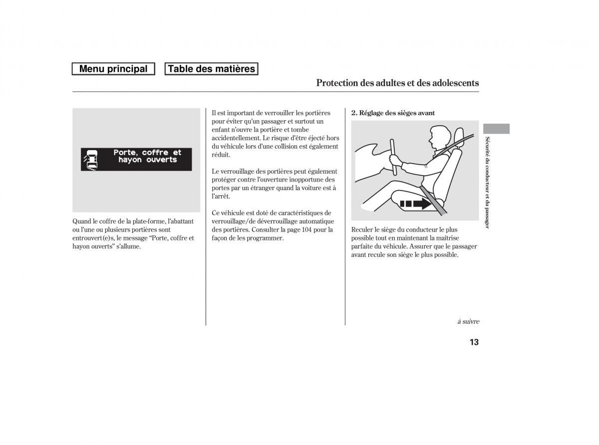 Honda Ridgeline I 1 manuel du proprietaire / page 20