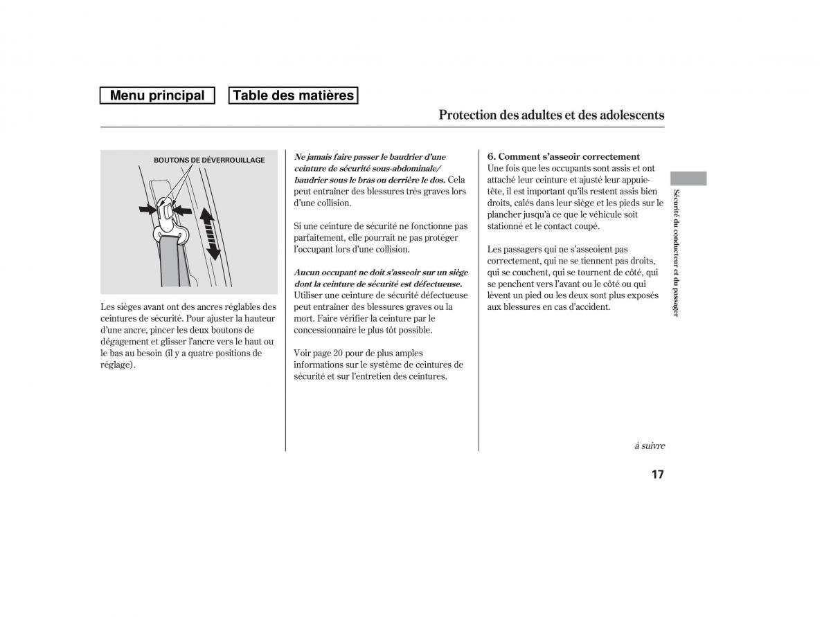 Honda Ridgeline I 1 manuel du proprietaire / page 24