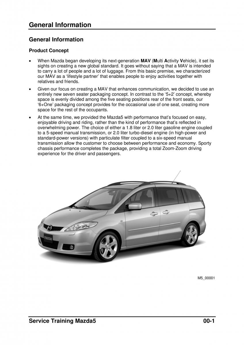 Mazda 5 I 1 owners manual / page 7