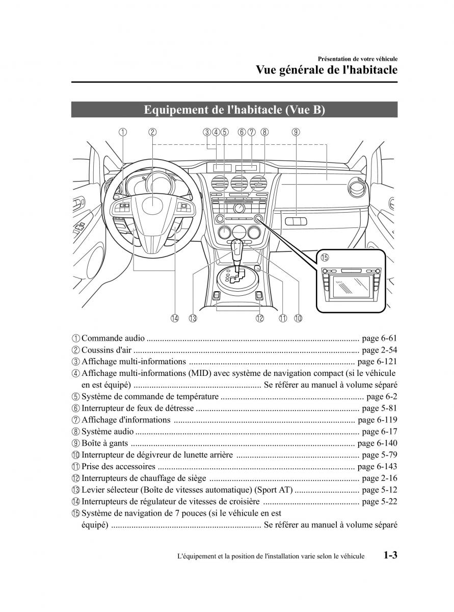 Mazda CX 7 manuel du proprietaire / page 10