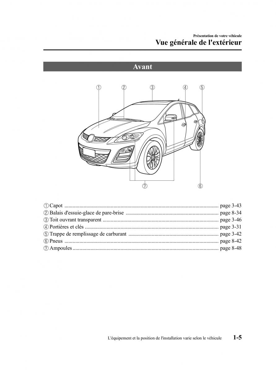 Mazda CX 7 manuel du proprietaire / page 12