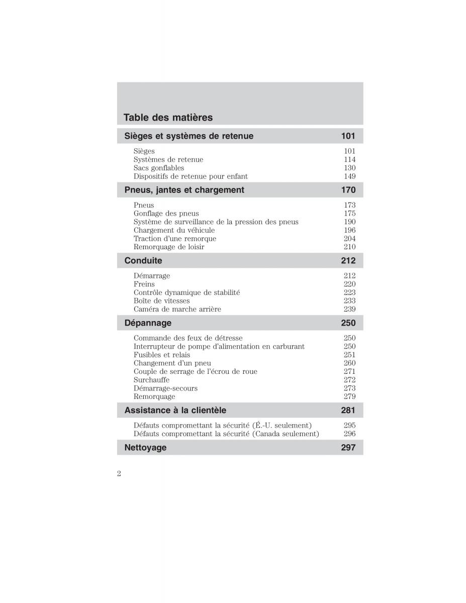 Mazda Tribute manuel du proprietaire / page 2