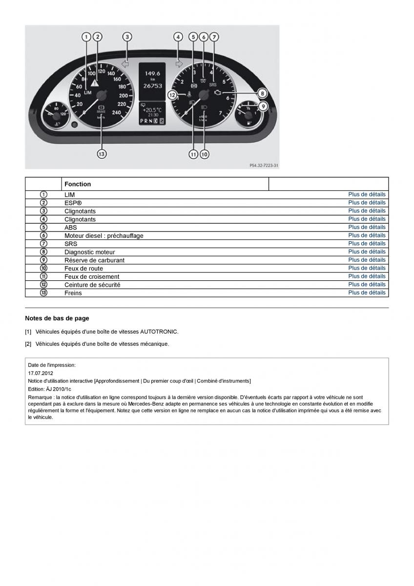 Mercedes Benz A class II W169 manuel du proprietaire / page 12