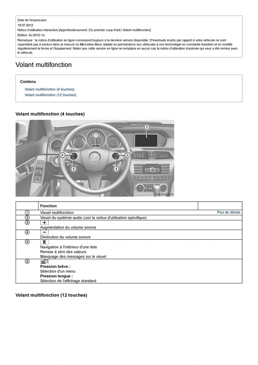 Mercedes Benz C class W204 manuel du proprietaire / page 15