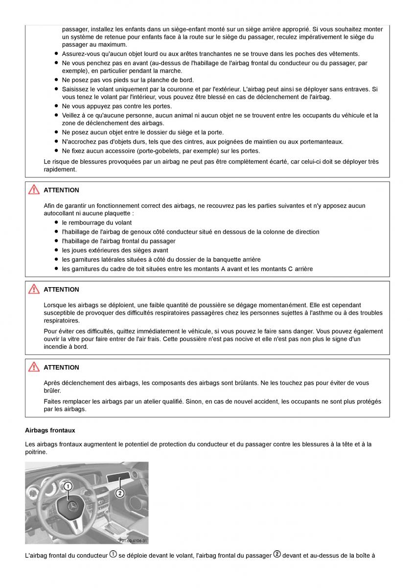 Mercedes Benz C class W204 manuel du proprietaire / page 26