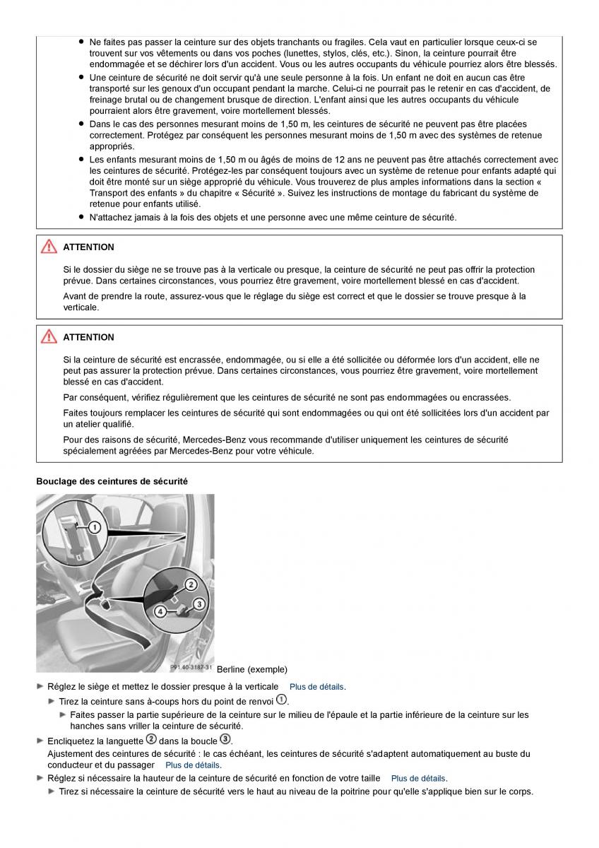 Mercedes Benz C class W204 manuel du proprietaire / page 31