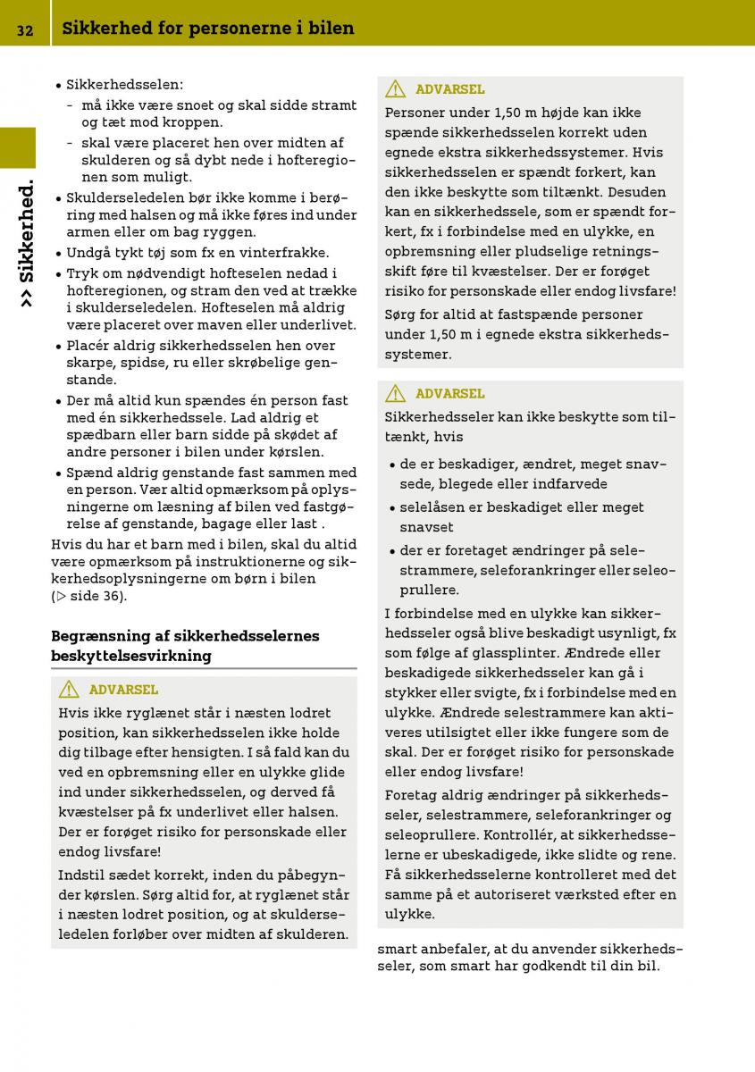 Smart Fortwo III 3 Bilens instruktionsbog / page 34
