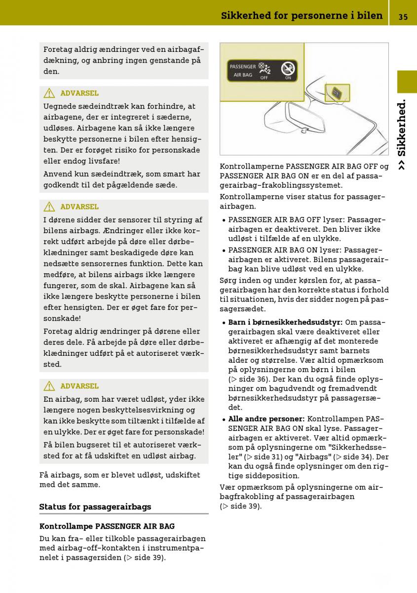 Smart Fortwo III 3 Bilens instruktionsbog / page 37