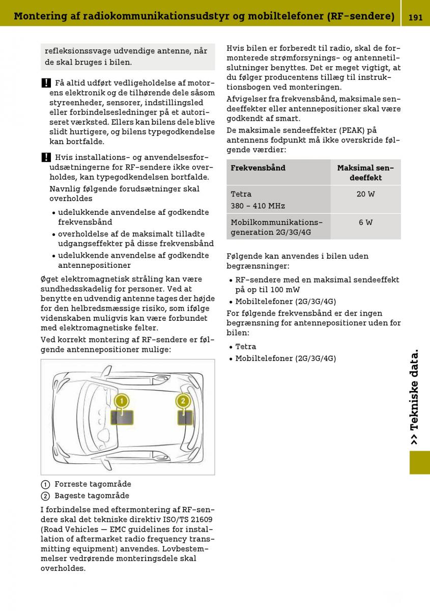 Smart Fortwo III 3 Bilens instruktionsbog / page 193