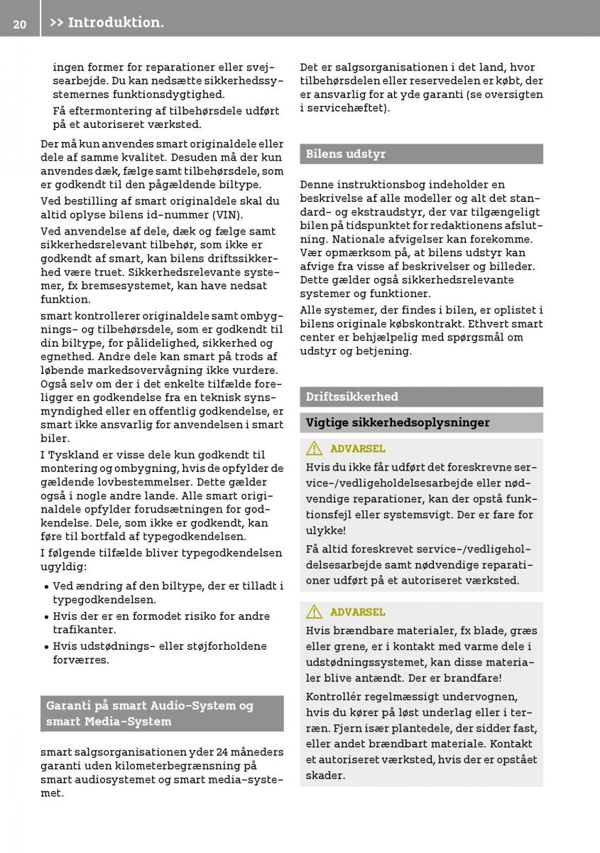 Smart Fortwo III 3 Bilens instruktionsbog / page 22