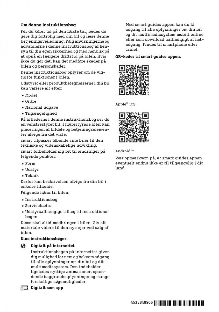 Smart Fortwo III 3 Bilens instruktionsbog / page 3