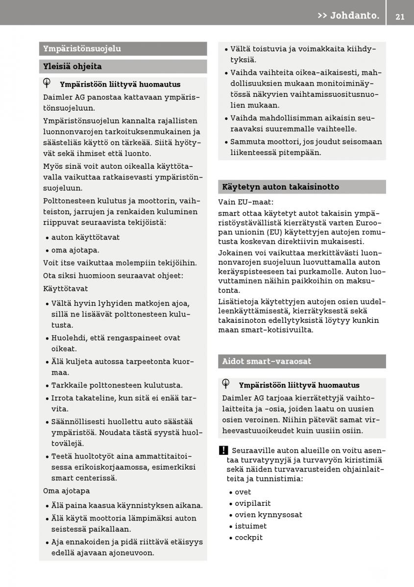 manual  Smart Fortwo III 3 omistajan kasikirja / page 23