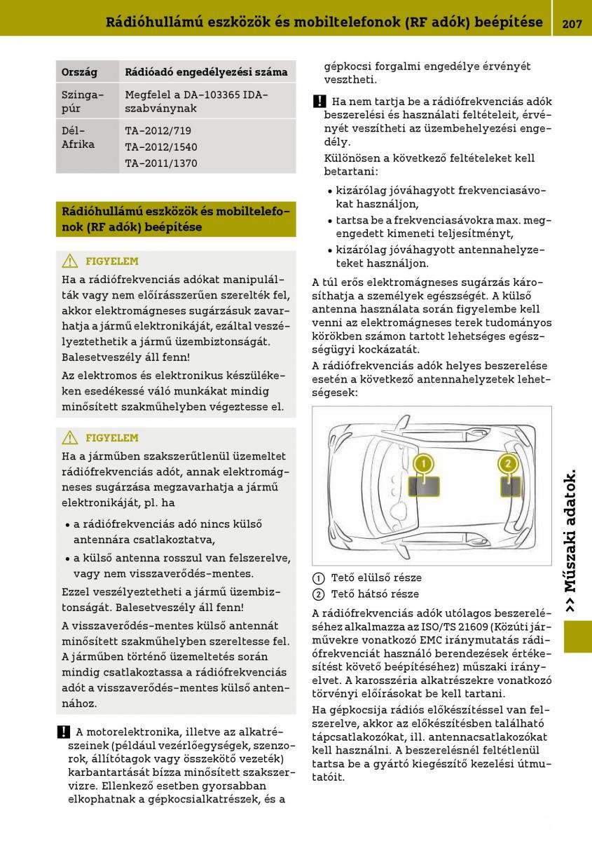 manual  Smart Fortwo III 3 Kezelesi utmutato / page 209