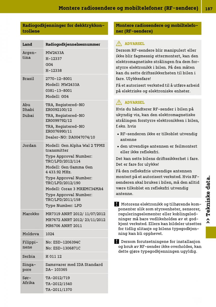 Smart Fortwo III 3 bruksanvisningen / page 189