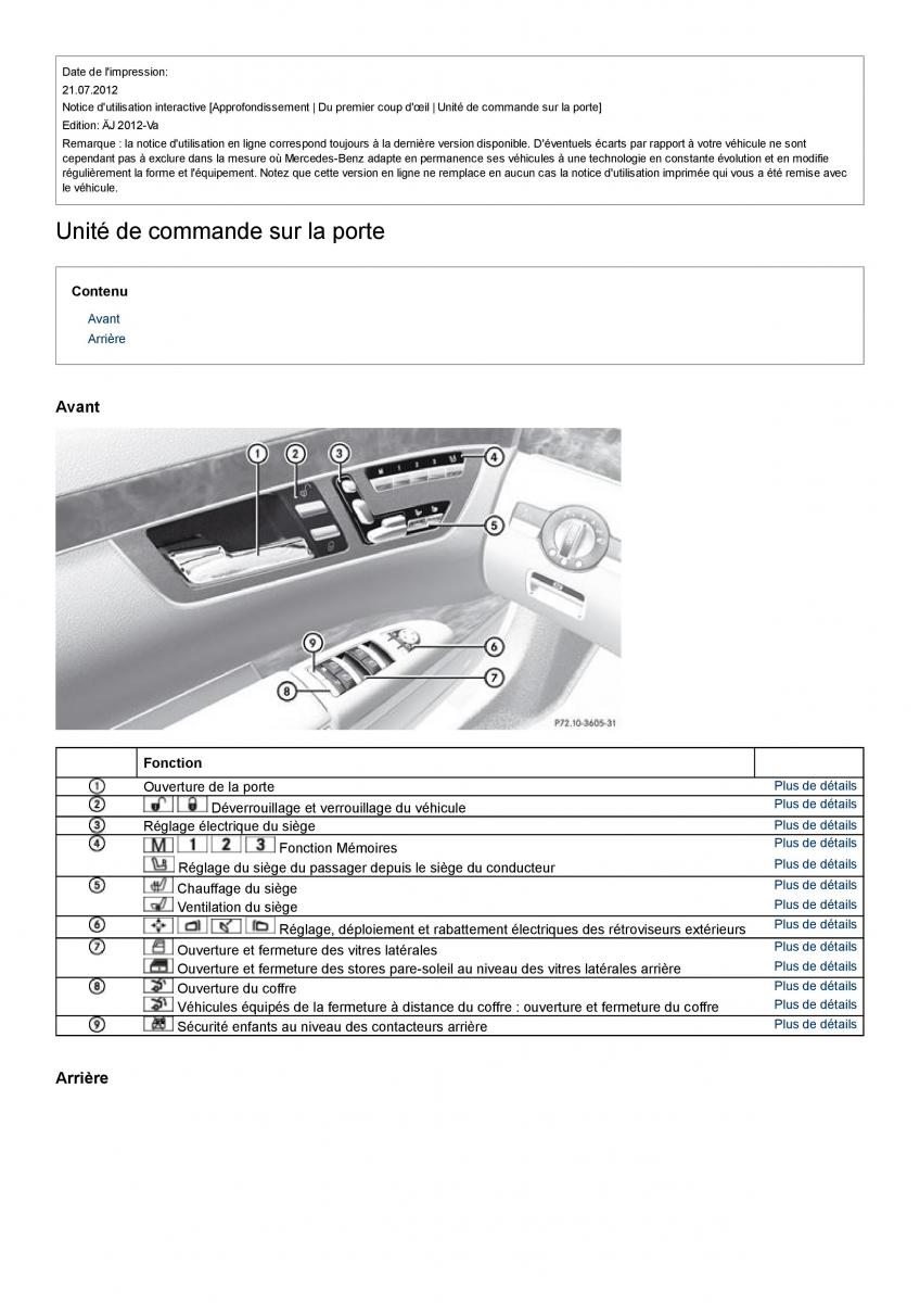 Mercedes Benz S class W221 manuel du proprietaire / page 19