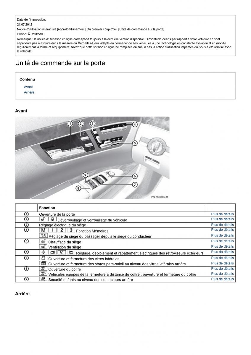 Mercedes Benz S class W221 manuel du proprietaire / page 19