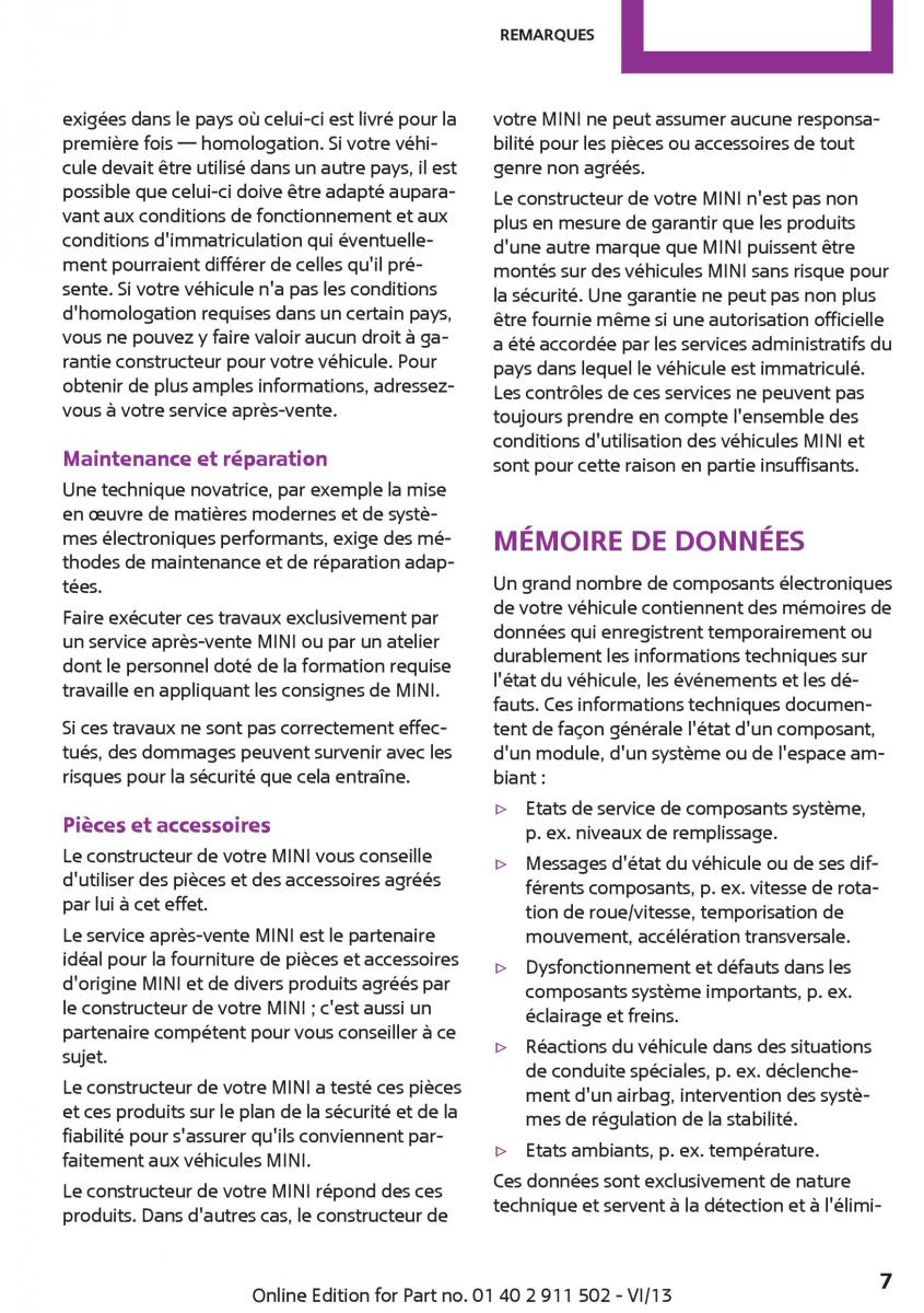 manual  Mini Paceman manuel du proprietaire / page 7