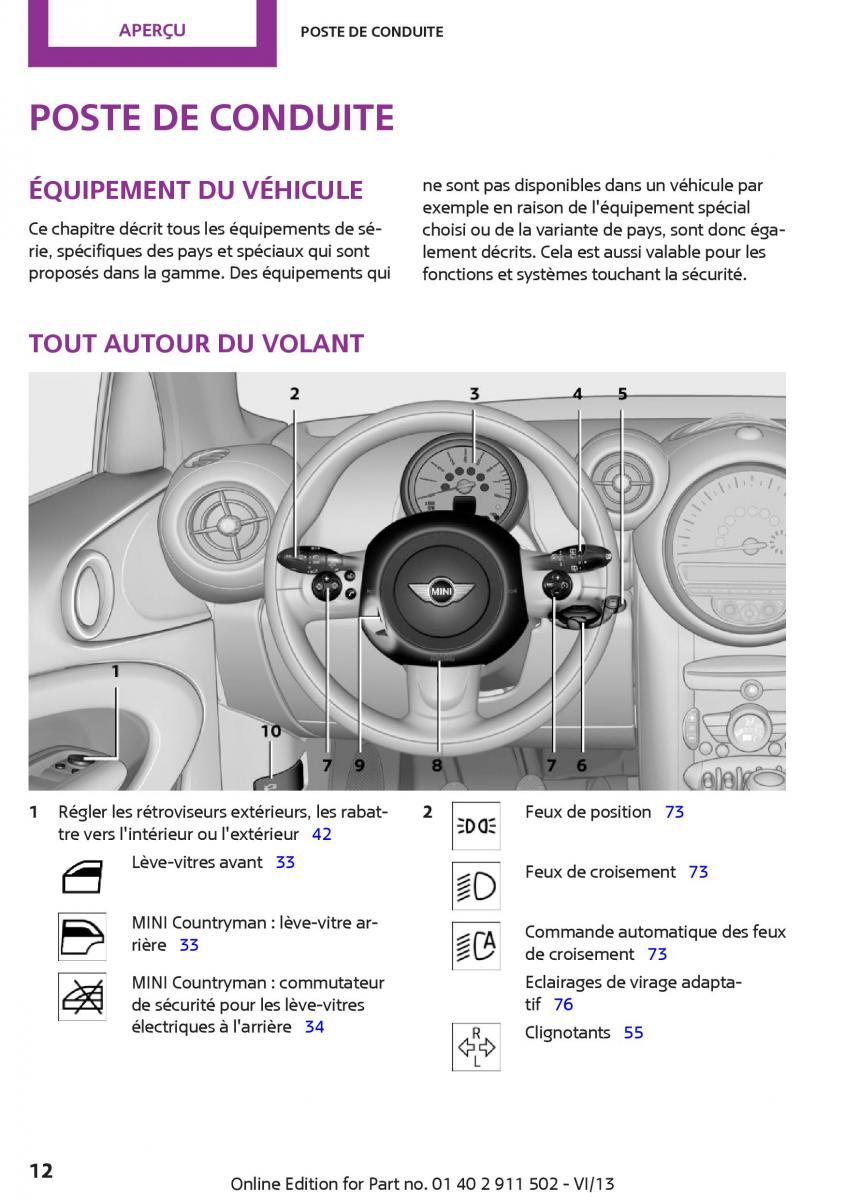 manual  Mini Paceman manuel du proprietaire / page 12