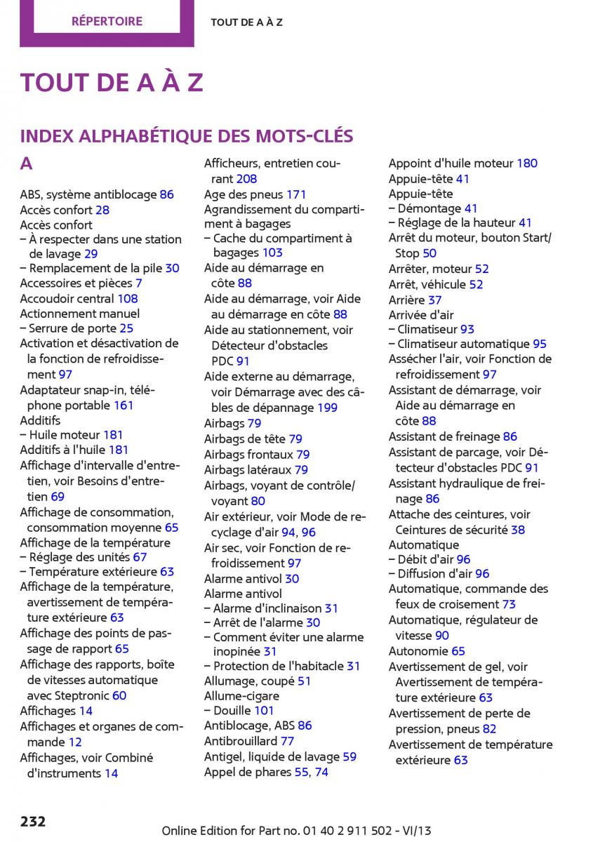 manual  Mini Paceman manuel du proprietaire / page 232