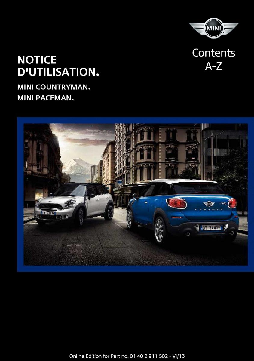 manual  Mini Paceman manuel du proprietaire / page 1