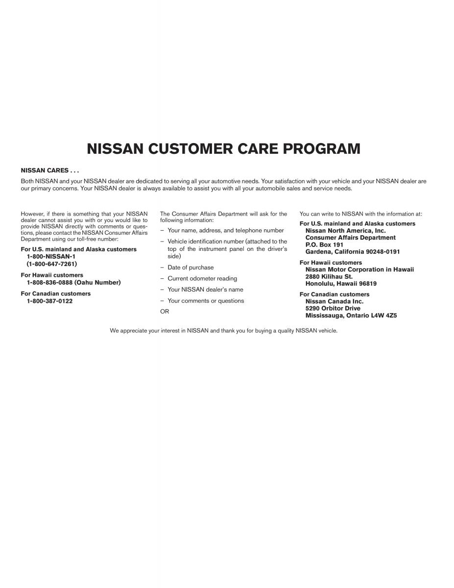 Nissan Altima L31 III 3 owners manual / page 4