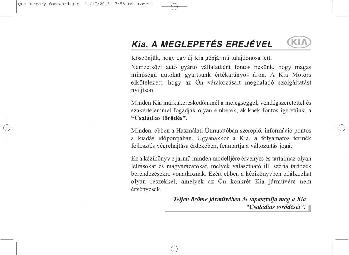 KIA Sportage IV Kezelesi utmutato / page 1