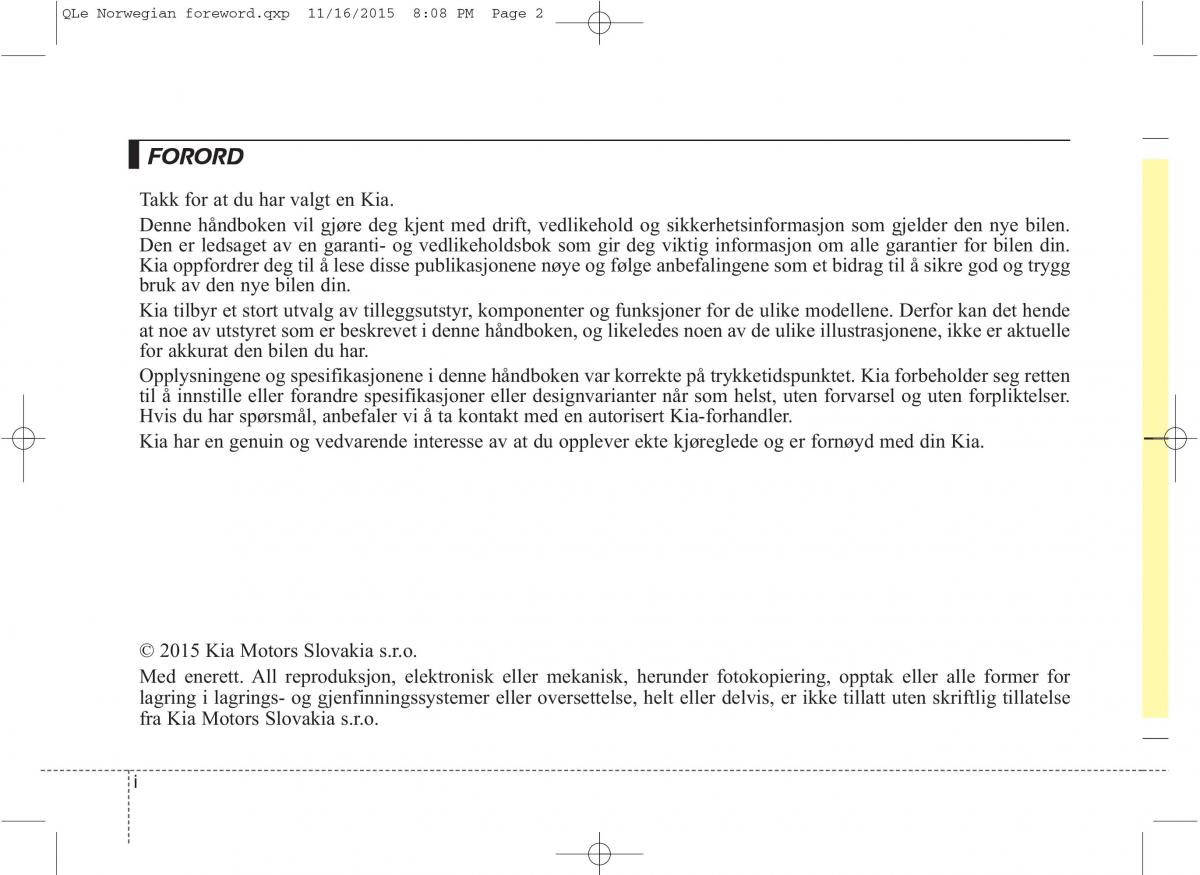 KIA Sportage IV bruksanvisningen / page 2