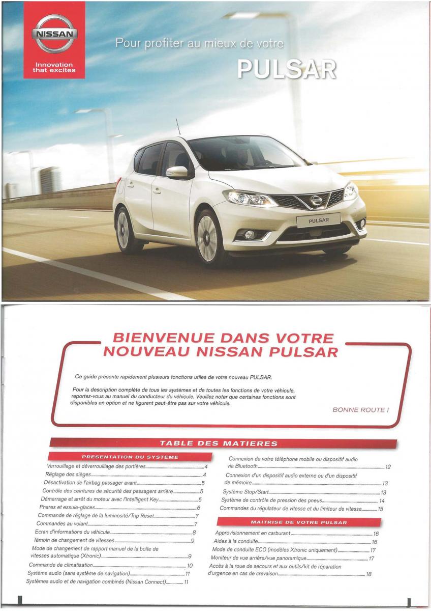 Nissan Pulsar manuel du proprietaire / page 1