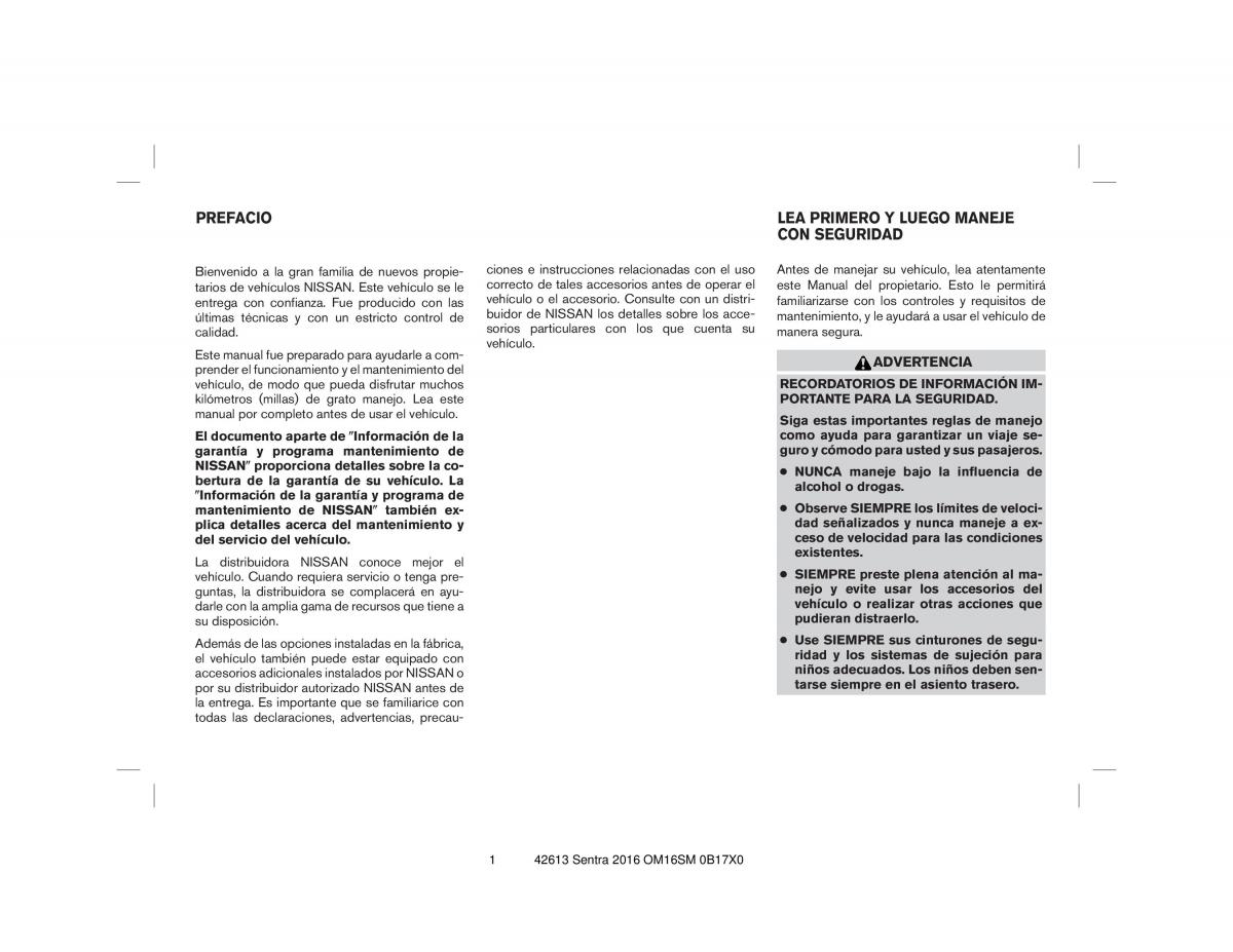 Nissan Sentra VII 7 B17 manual del propietario / page 1
