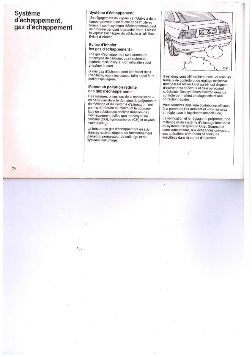 Opel Calibra manuel du proprietaire / page 74