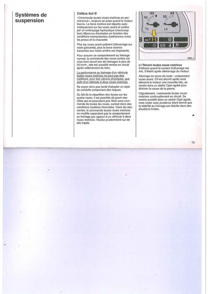 Opel Calibra manuel du proprietaire / page 75