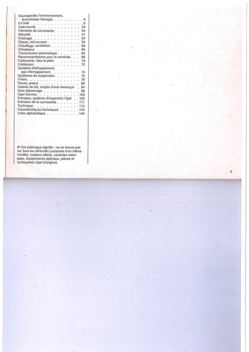 Opel Calibra manuel du proprietaire / page 3