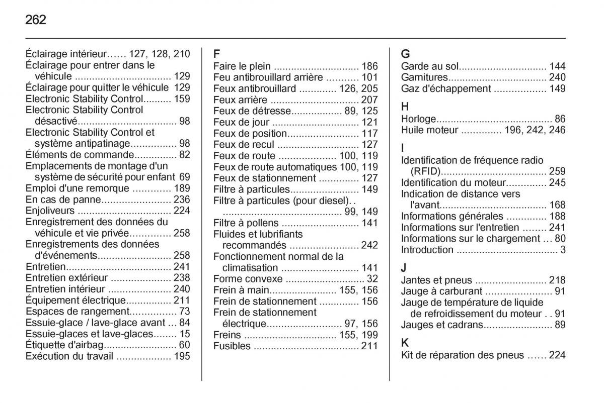 Opel Cascada Cabrio manuel du proprietaire / page 264