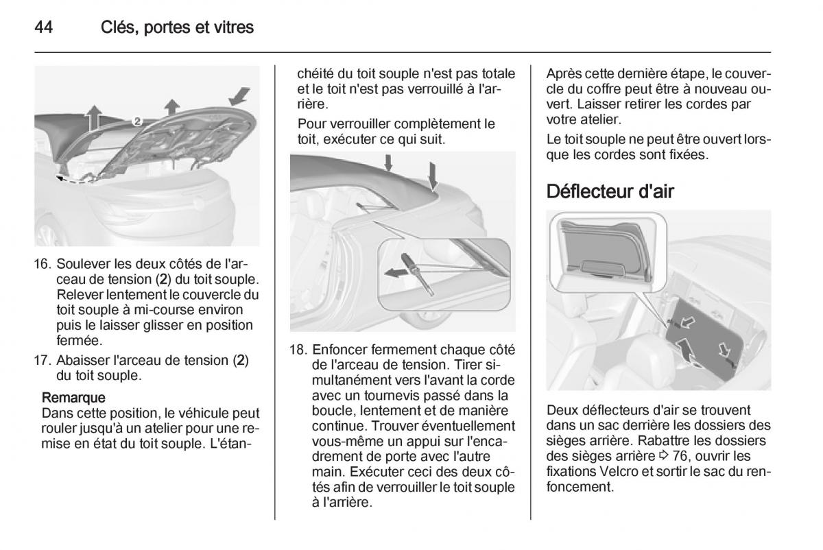 Opel Cascada Cabrio manuel du proprietaire / page 46
