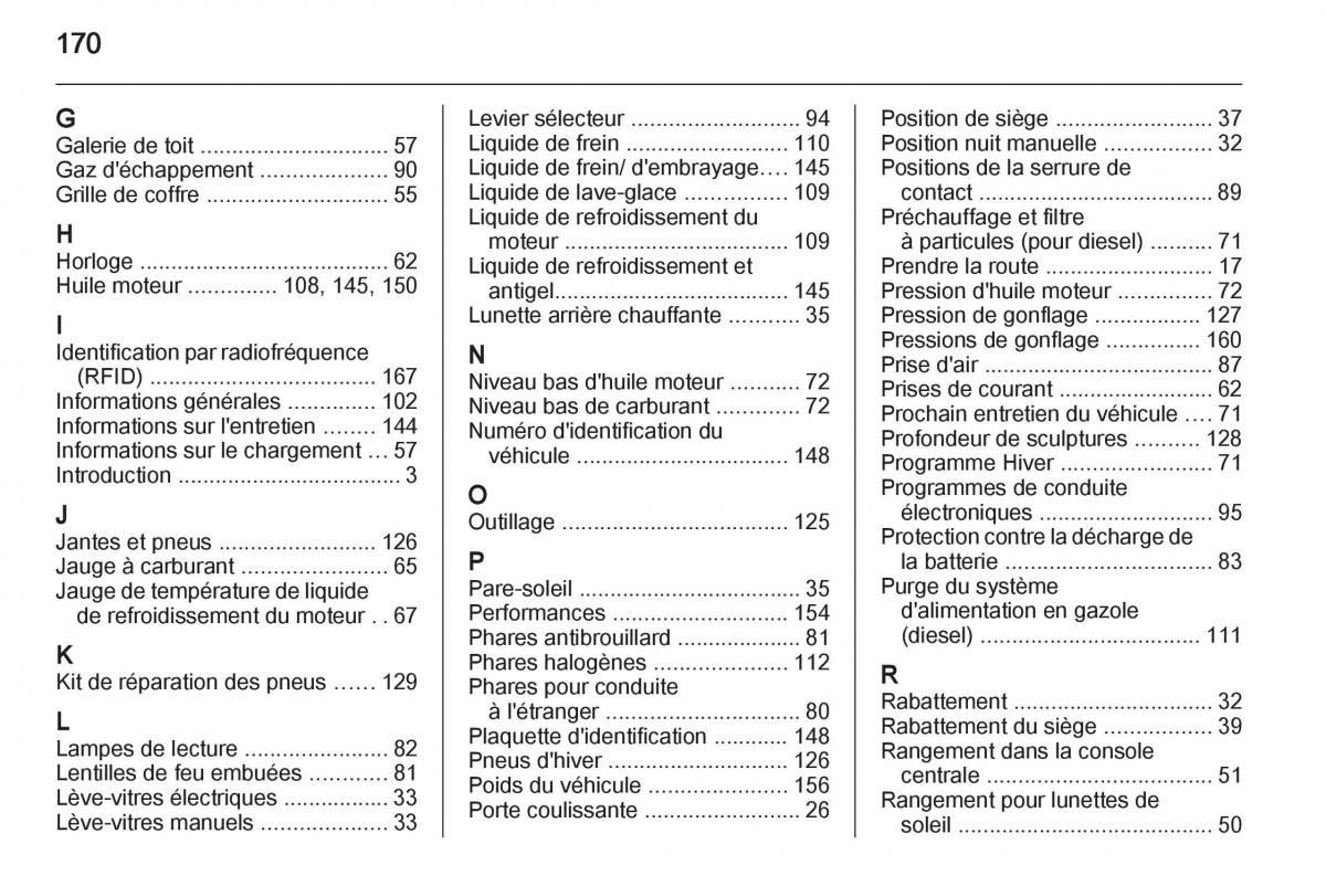 Opel Combo C manuel du proprietaire / page 170