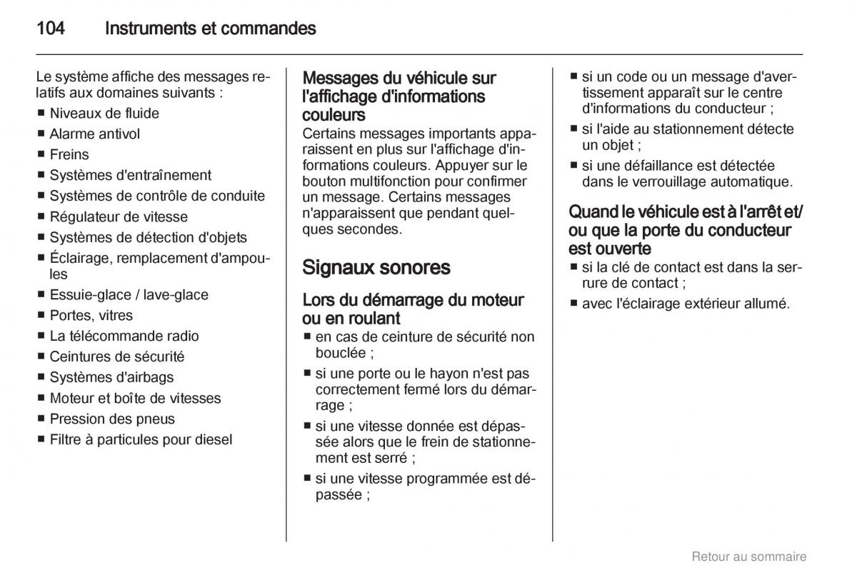 manual  Opel Meriva B manuel du proprietaire / page 104