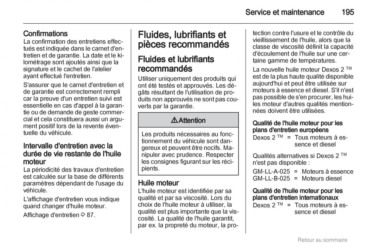 manual  Opel Meriva B manuel du proprietaire / page 195